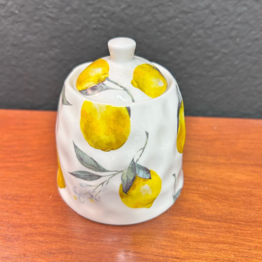 Lemon Porcelain Sugar Bowl with Lid by Graces Tea ware